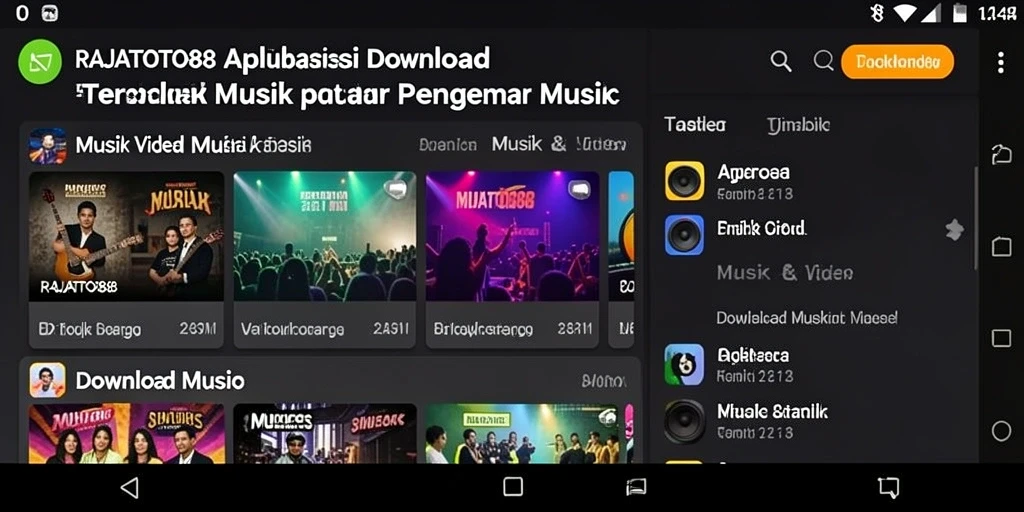Antarmuka RAJATOTO88 menampilkan berbagai pilihan lagu untuk diunduh dengan mudah.