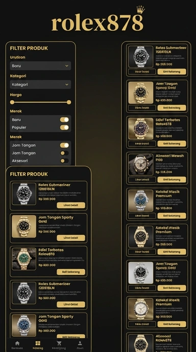Tampilan katalog aplikasi rolex878